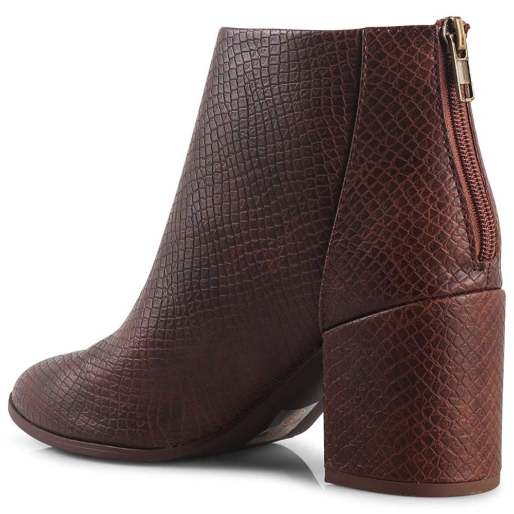 Brown Snake Leather Pointy Toe Ankle Booties - Picture 3 of 6